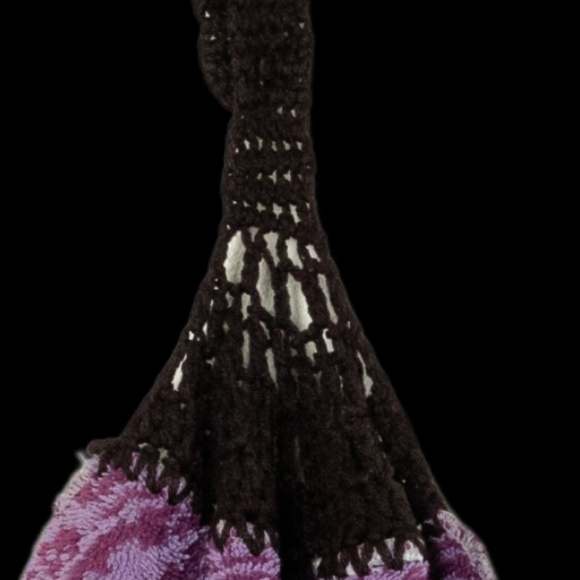 Vintage Hand Towel with Crochet Loop 90s Multi-Pattern  Postmodern Funky Artsy - Picture 7 of 7